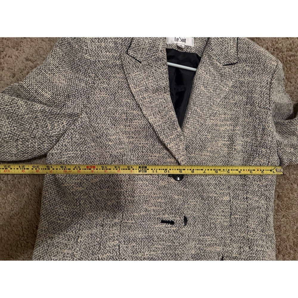 Le Suit Women's Textured Tweed Blazer Jacket Size 16 Beige Black Business - Picture 6 of 6